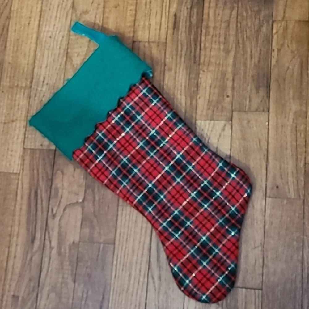 Plaid Christmas‎ Stocking green red gold black